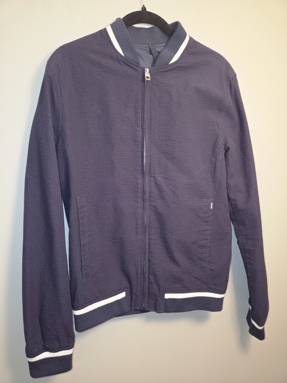 Zara Navy Bomber Jacket with White Trim
